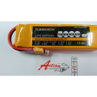 BATERIA LIPO 3S 11.1V 5000MAH 35C / 70C COM PLUG XT60 TCBWORTH TCB3570C